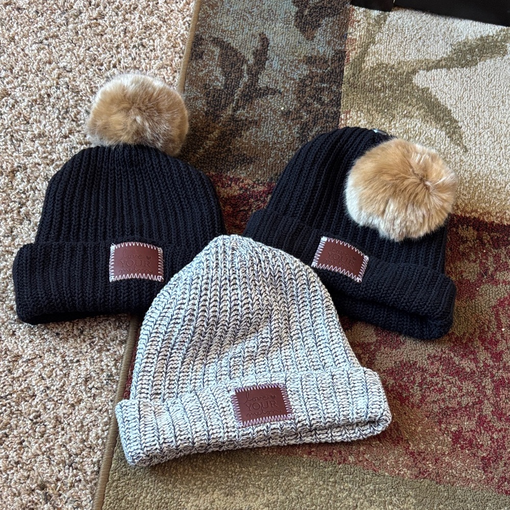 Love Your Melon Black and Gray Beanie Trio